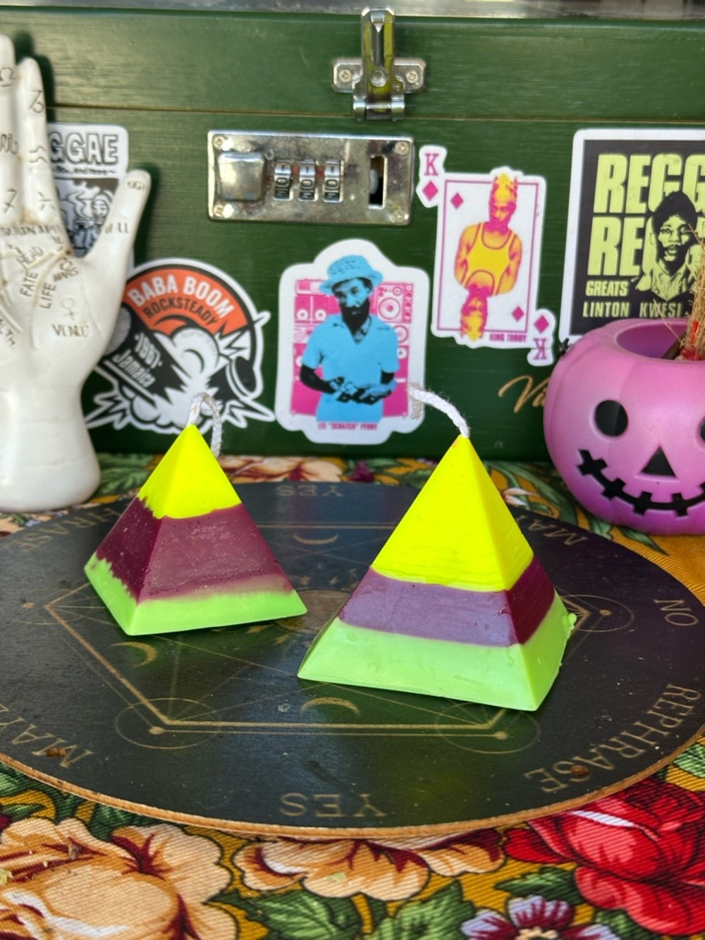Neon Pyramid Ritual Candles – Set of 2